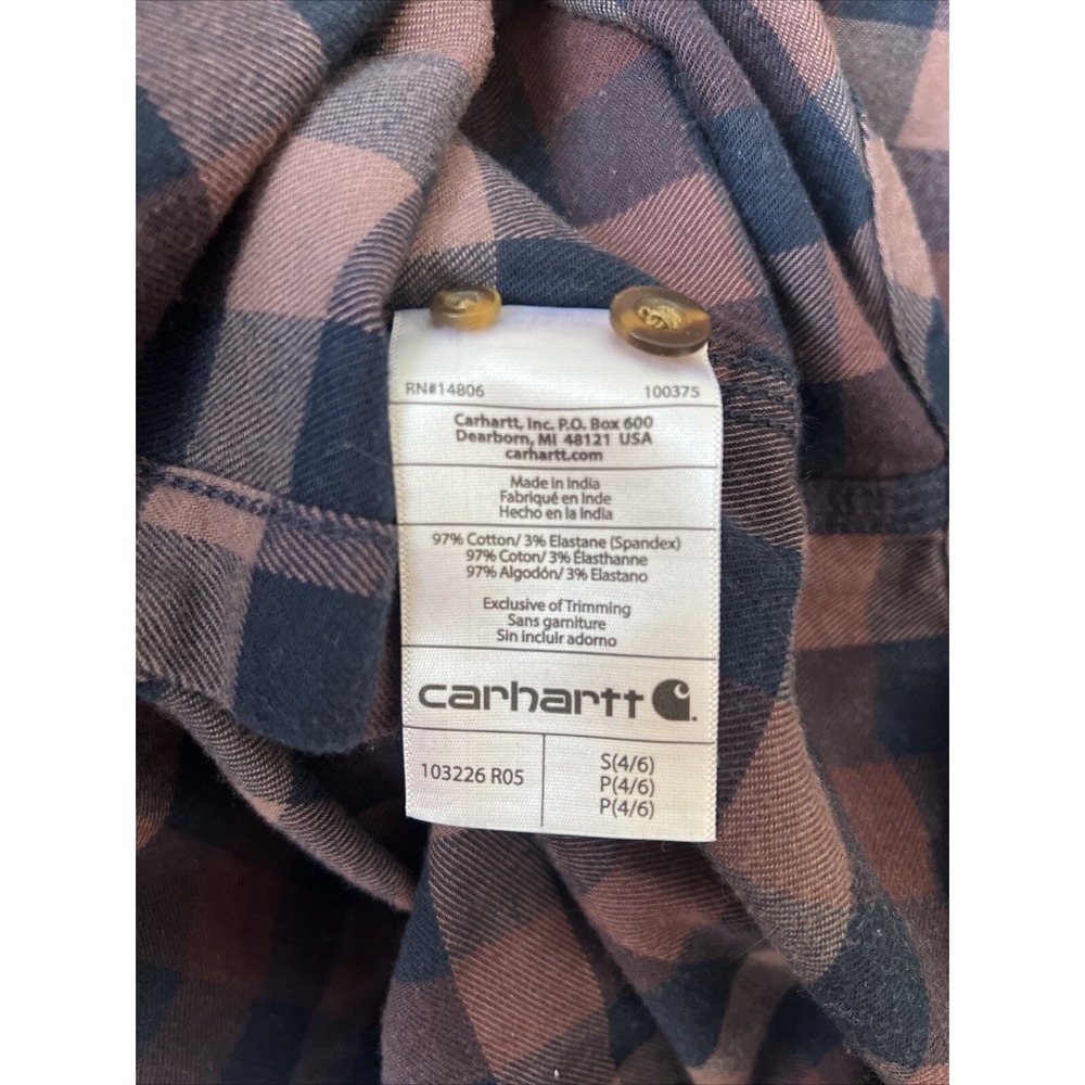 Carhartt Rugged Flex Hamilton Button Up Shirt Flannel Plaid Women's Small 4/6 - Picture 6 of 6